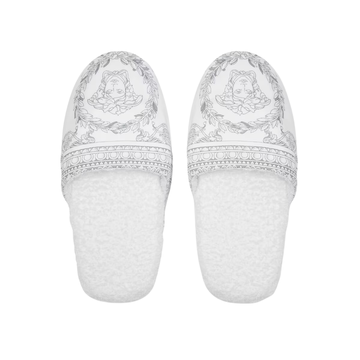 Versace Slippers featuring cotton I♡ Baroque uppers and soft terry towelling insoles available at Lestyle Boutique Melbourne