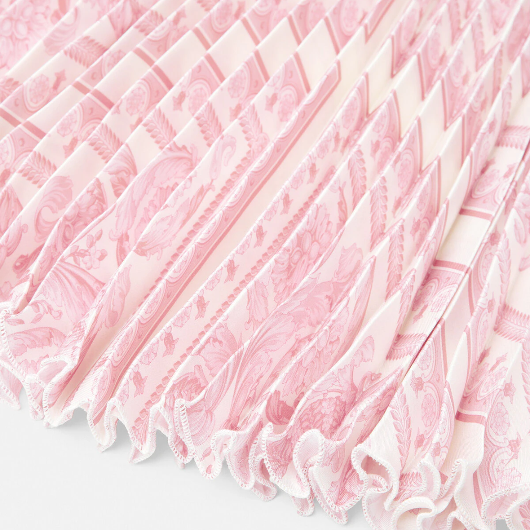 VERSACE KIDS pleated midi skirt featuring Barocco print available at Lestyle Boutique Melbourne