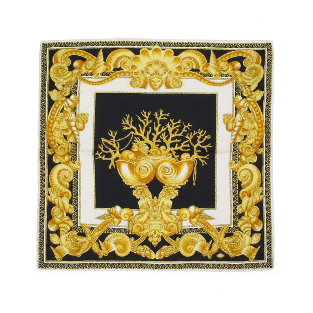 VERSACE SCARF featuring ornate gold baroque print available at Lestyle Boutique Melbourne