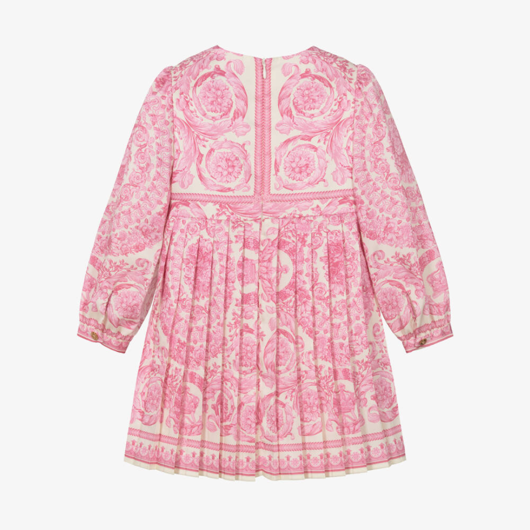 Versace Girls Dress featuring pale pink satin Barocco foulard print available at Lestyle Boutique Melbourne