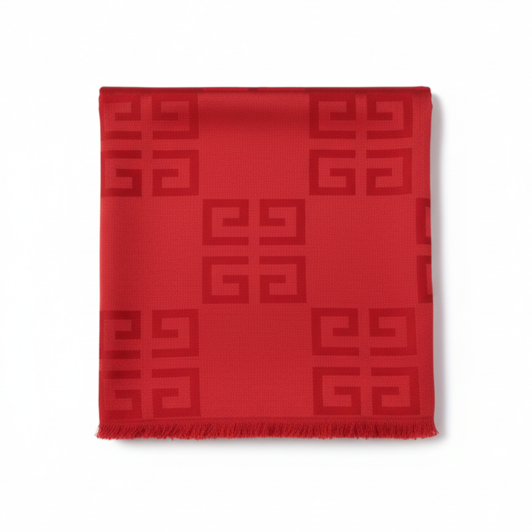 Givenchy scarf in red featuring a geometric pattern available at Lestyle Boutique Melbourne