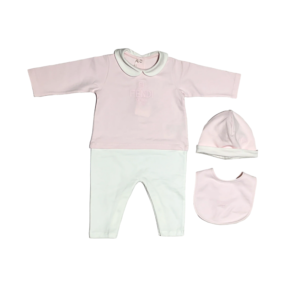 Fendi kids romper set with pastel pink top and mint bottom available at Lestyle Boutique Melbourne