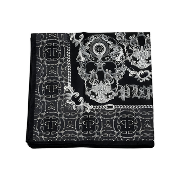 PHILIPP PLEIN scarf featuring ornate black-and-white baroque print available at Lestyle Boutique Melbourne