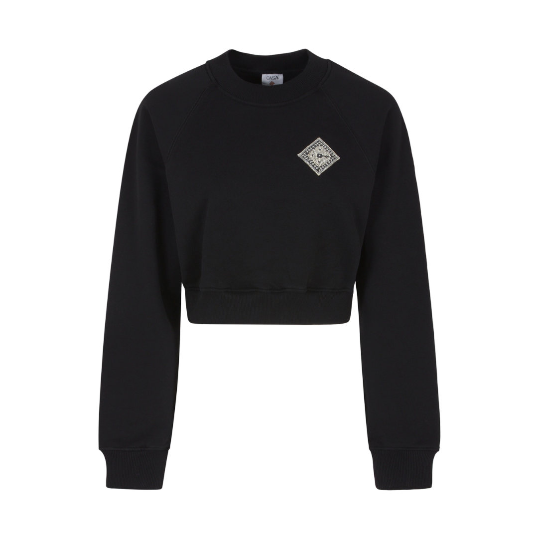 Casablanca Pearl Diamond Patch Cropped Sweatshirt featuring pearl diamond patch available at Lestyle Boutique Melbourne
