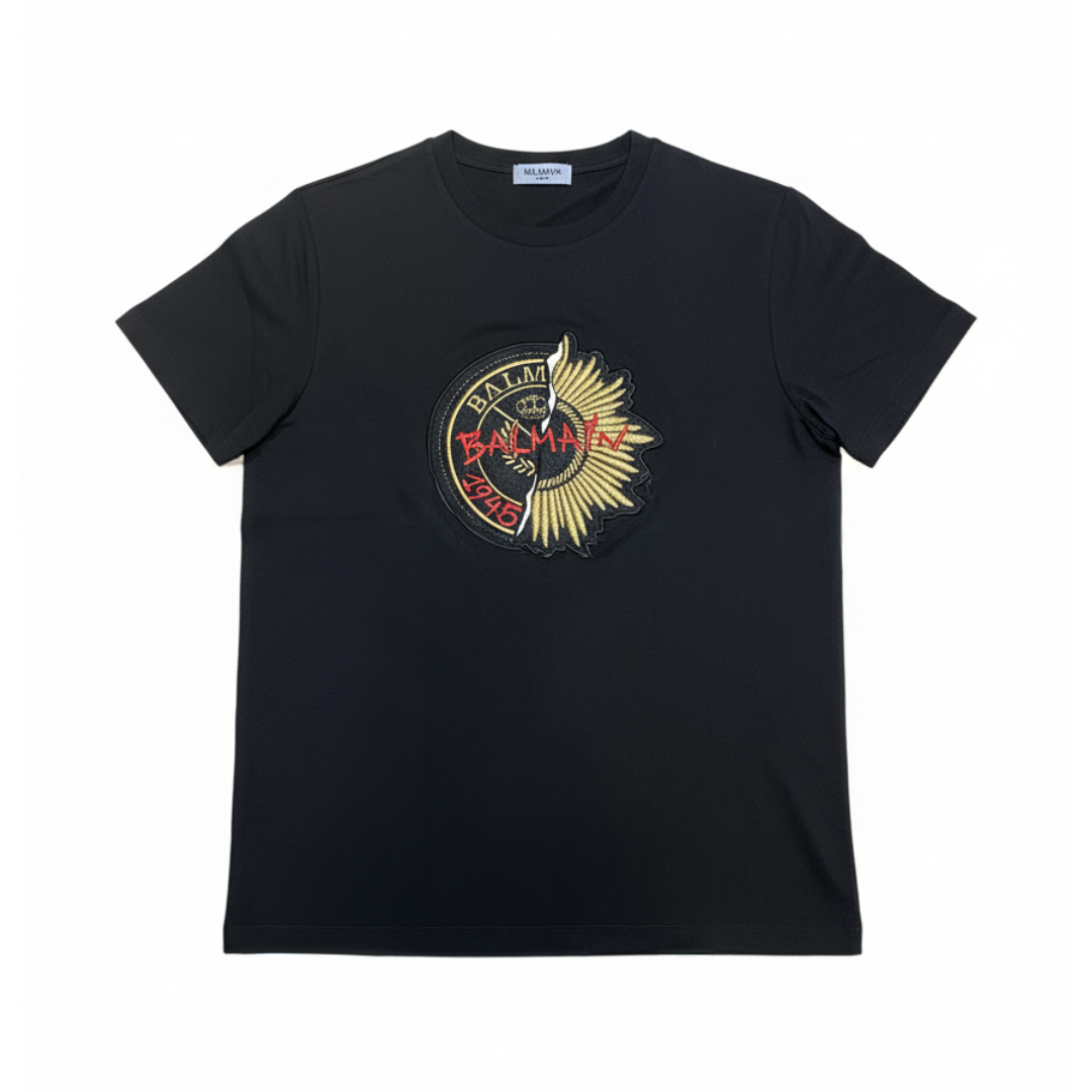 BALMAIN T-SHIRT featuring embroidered patch with wings available at Lestyle Boutique Melbourne