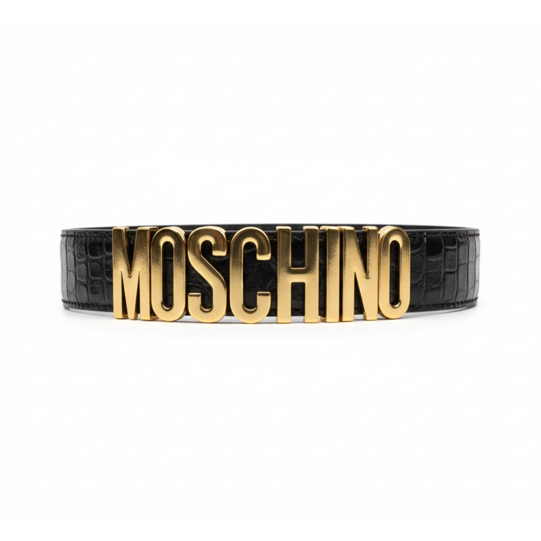 MOSCHINO BELT featuring gold-tone logo available at Lestyle Boutique Melbourne