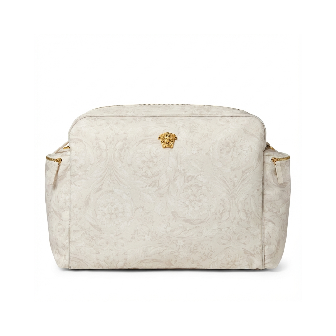 VERSACE Baby Changing Bag featuring all-over tonal Barocco print and La Medusa hardware, available at Lestyle Boutique Melbourne
