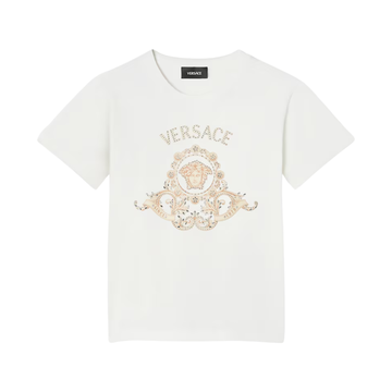 Versace T-shirt featuring Medusa Hall Crest crystal embellishments available at Lestyle Boutique Melbourne