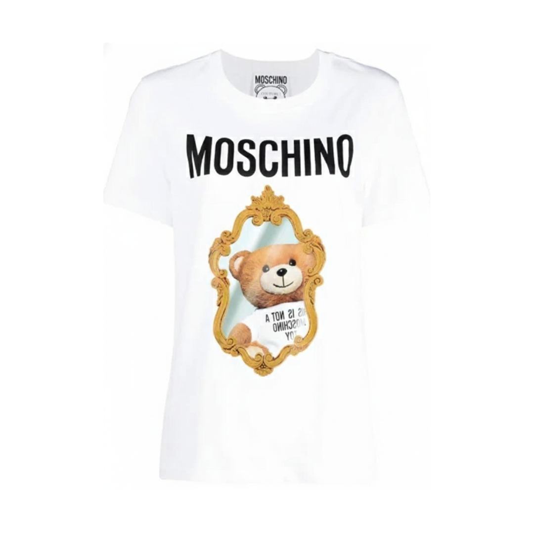 MOSCHINO T-shirt featuring bear print in ornate gold frame available at Lestyle Boutique Melbourne