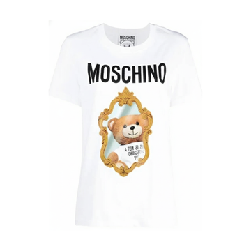 MOSCHINO T-shirt featuring bear print in ornate gold frame available at Lestyle Boutique Melbourne