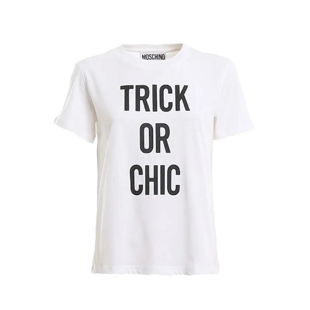 MOSCHINO T-SHIRT featuring TRICK OR CHIC print available at Lestyle Boutique Melbourne
