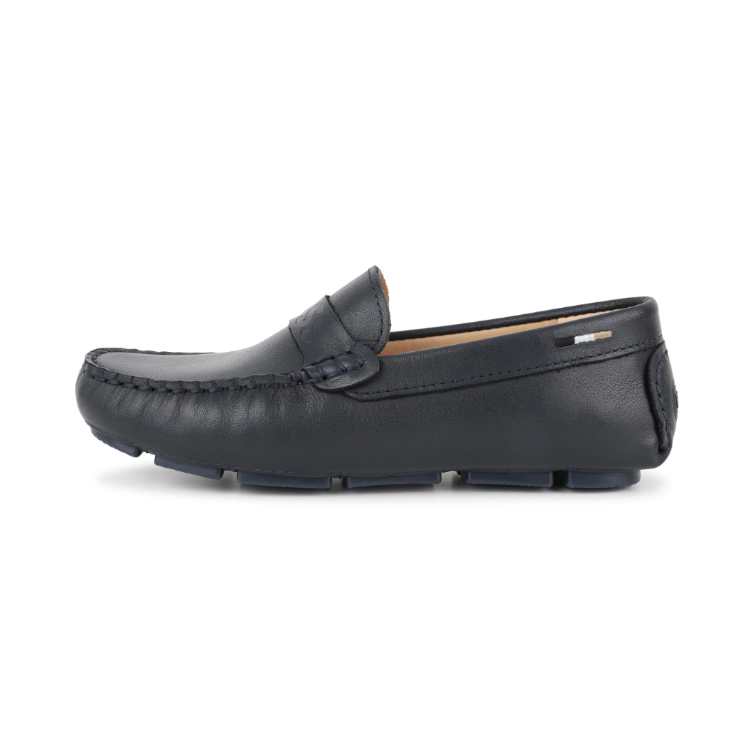 BOSS KIDS leather loafers featuring moc-toe stitching available at Lestyle Boutique Melbourne