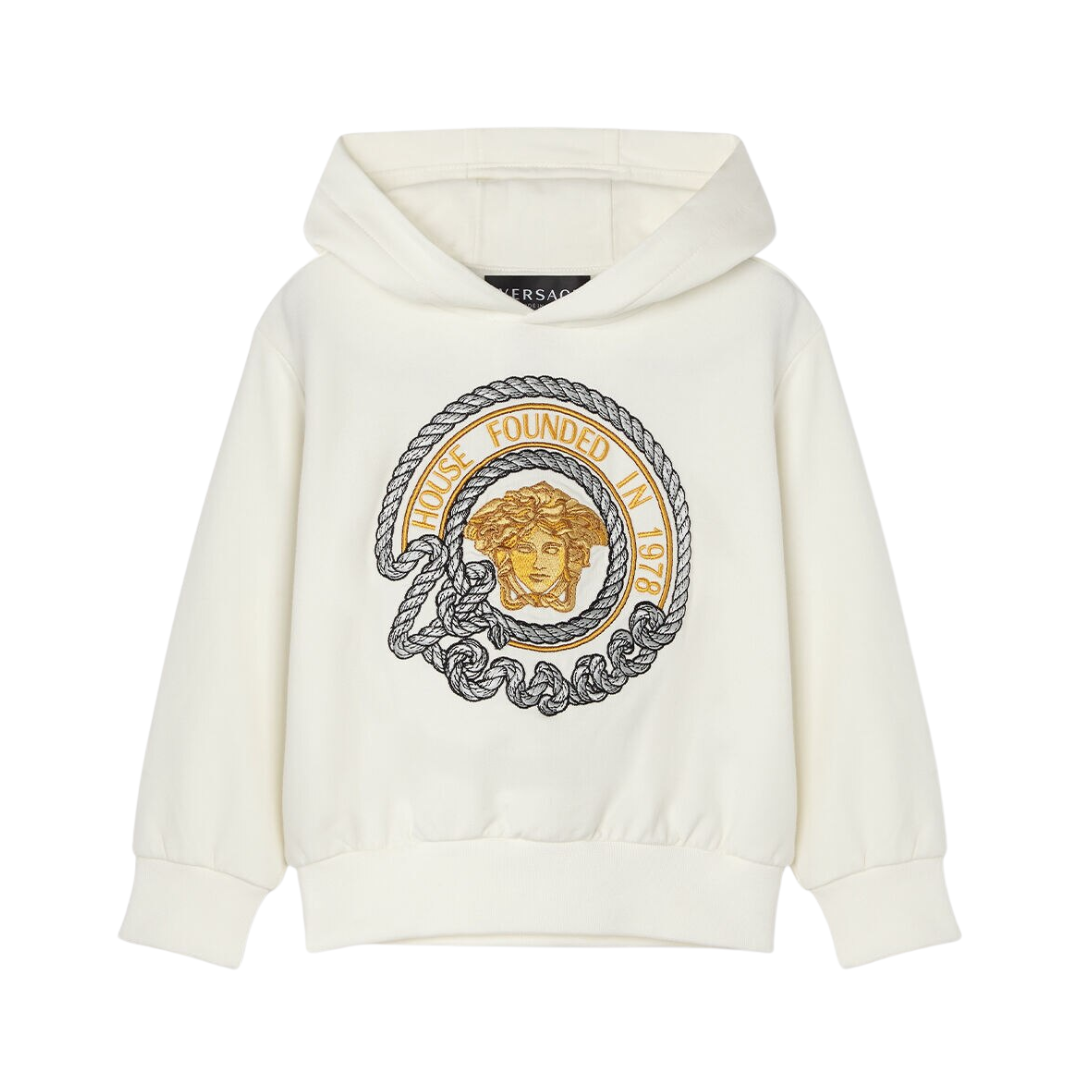 Versace Kids Hoodie featuring embroidered emblem patch available at Lestyle Boutique Melbourne