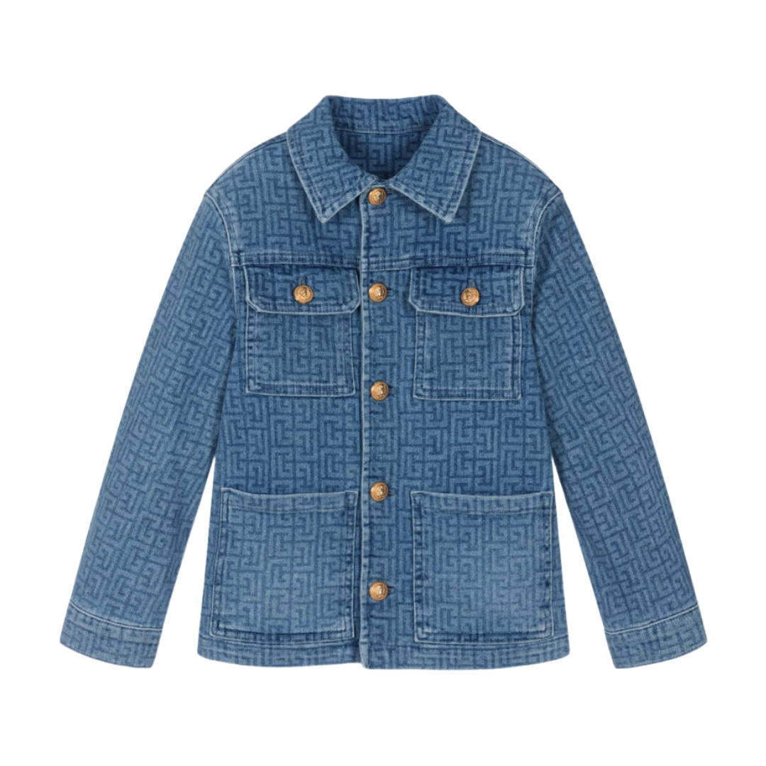 Balmain jacket featuring monogram denim available at Lestyle Boutique Melbourne