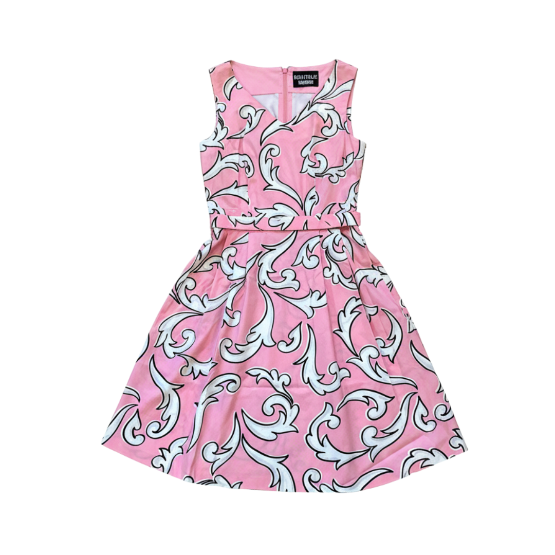 Moschino dress featuring ornate scroll print available at Lestyle Boutique Melbourne