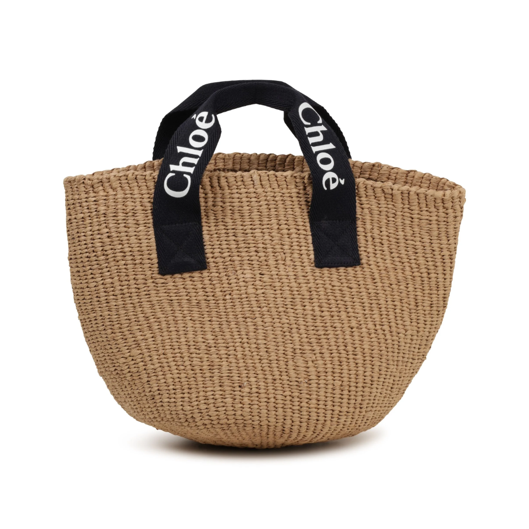 Chloé Kids Straw Tote Bag featuring woven texture available at Lestyle Boutique Melbourne