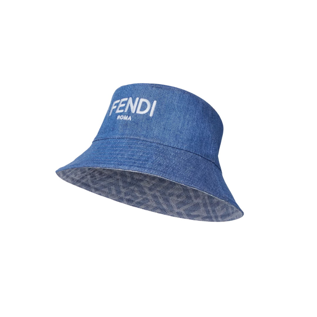 Fendi denim junior cloche hat featuring Fendi Roma embroidery available at Lestyle Boutique Melbourne