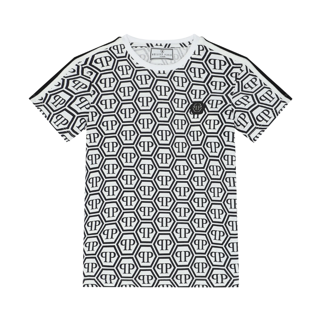 PHILIPP PLEIN KIDS T-SHIRT featuring monogram PP hexagon pattern available at Lestyle Boutique Melbourne