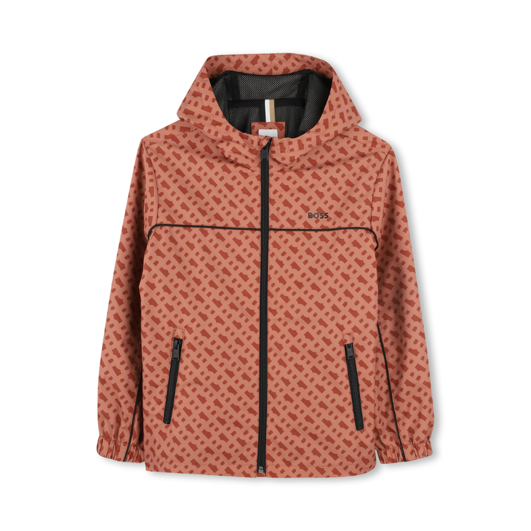 BOSS Kids hooded windbreaker jacket with a printed pattern available at Lestyle Boutique Melbourne