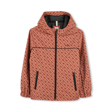 BOSS Kids hooded windbreaker jacket with a printed pattern available at Lestyle Boutique Melbourne