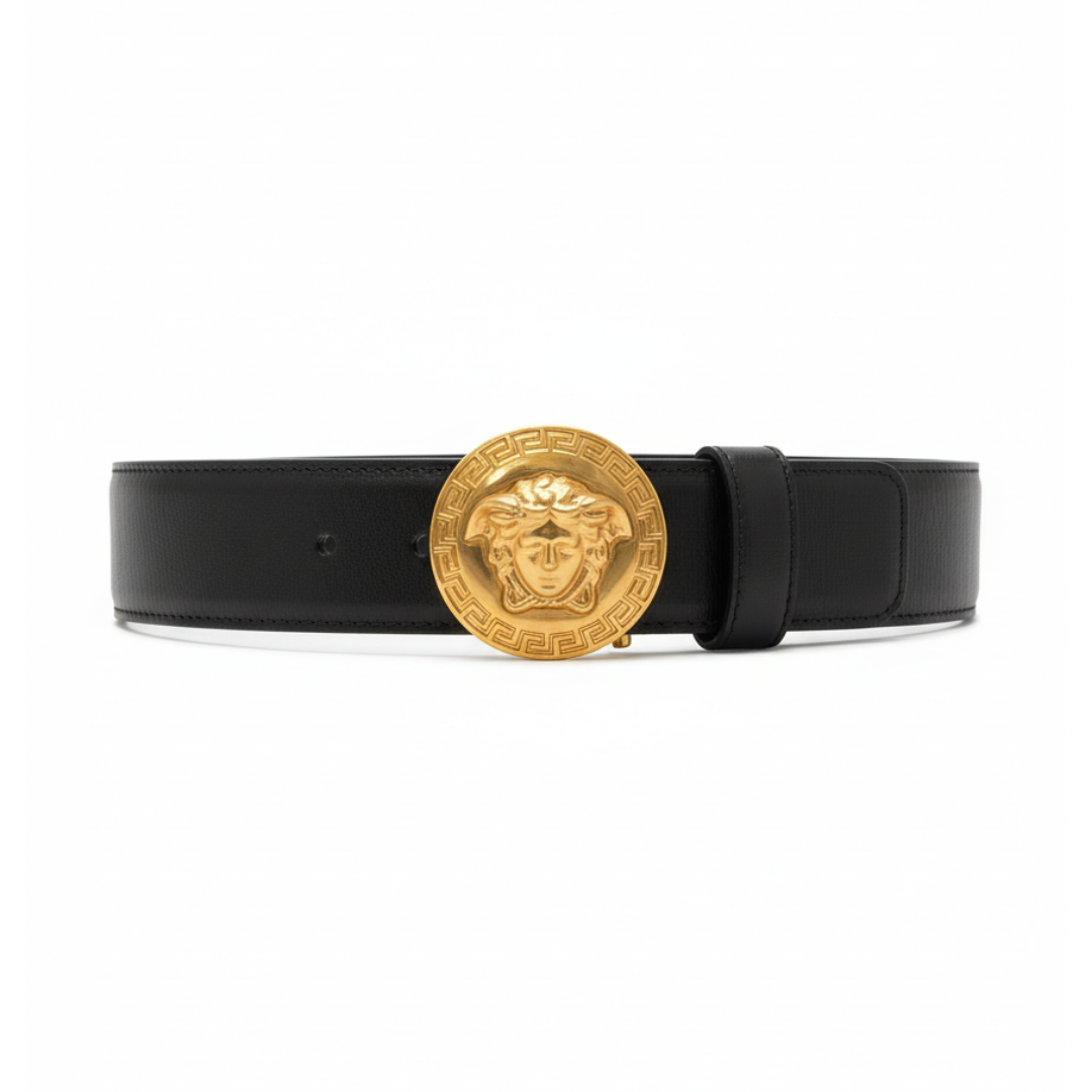Versace belt featuring gold-tone Medusa buckle available at Lestyle Boutique Melbourne