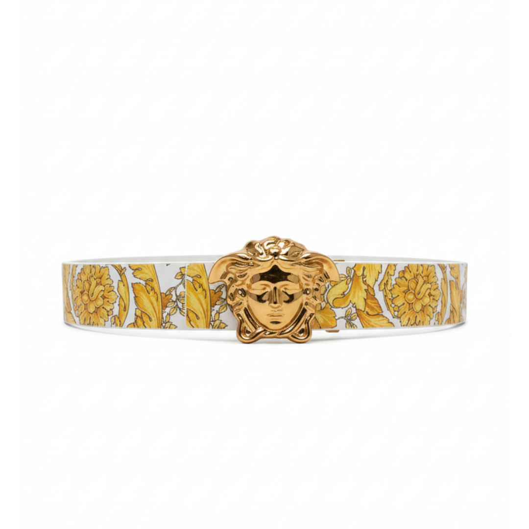 VERSACE BELT featuring gold Medusa buckle available at Lestyle Boutique Melbourne