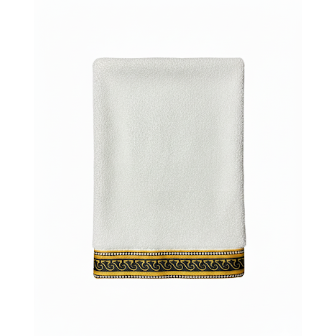 Versace towel featuring gold Greek key border available at Lestyle Boutique Melbourne