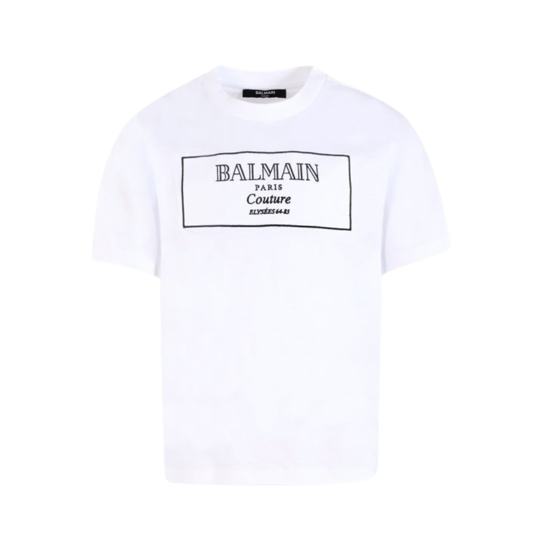 Balmain T-shirt featuring Balmain Couture logo embroidery available at Lestyle Boutique Melbourne