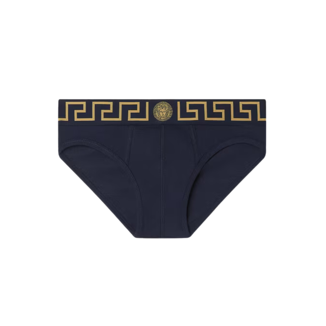 Versace low rise cotton briefs featuring Greca border and Medusa motif available at Lestyle Boutique Melbourne