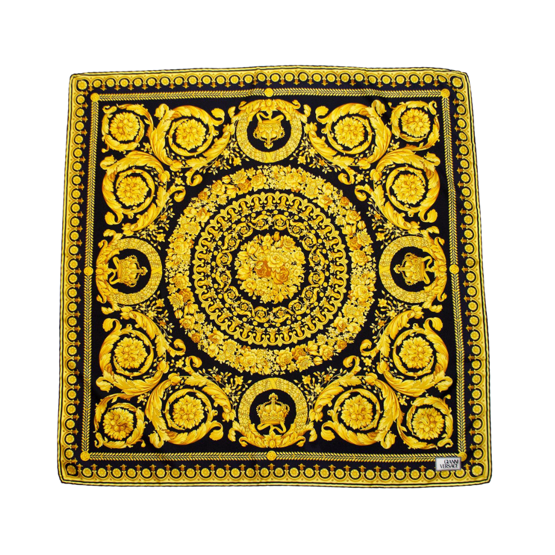 VERSACE KERCHIEF featuring gold baroque pattern available at Lestyle Boutique Melbourne