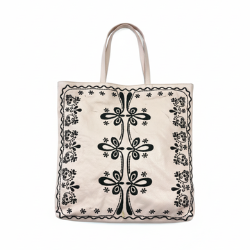 Red Valentino tote bag featuring black embroidered floral pattern available at Lestyle Boutique Melbourne