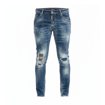 DSQUARED JEANS featuring distressed detailing with ripped knees and paint splatters available at Lestyle Boutique Melbourne