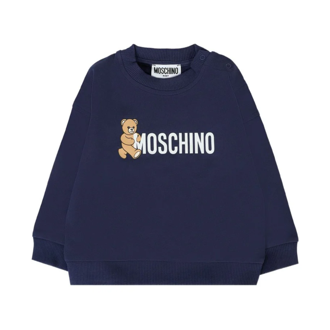 MOSCHINO KIDS TEDDY-LOGO SWEATSHIRT featuring teddy bear motif available at Lestyle Boutique Melbourne