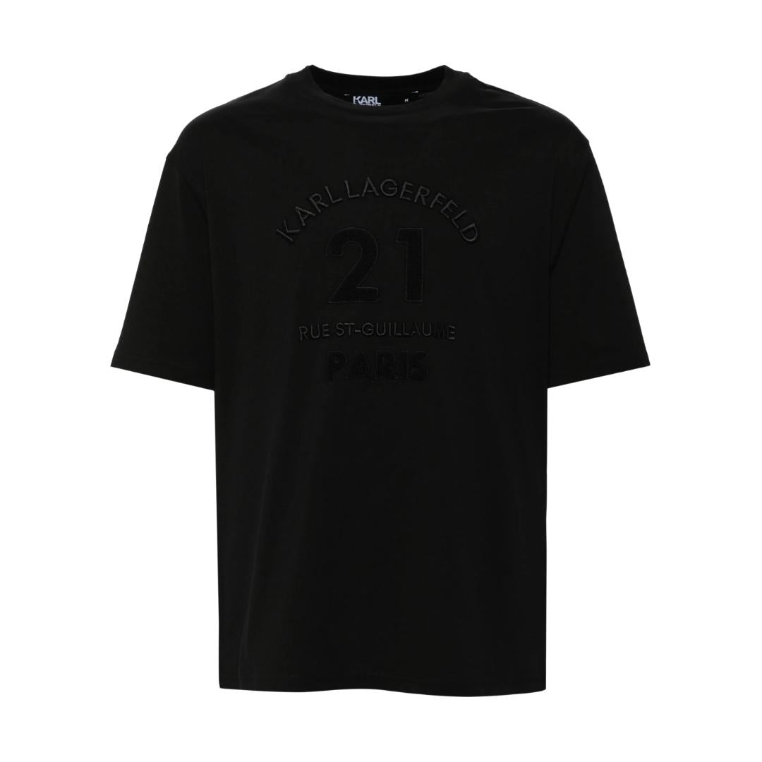 Karl Lagerfeld logo-patch T-shirt featuring a subtle logo patch, available at Lestyle Boutique Melbourne
