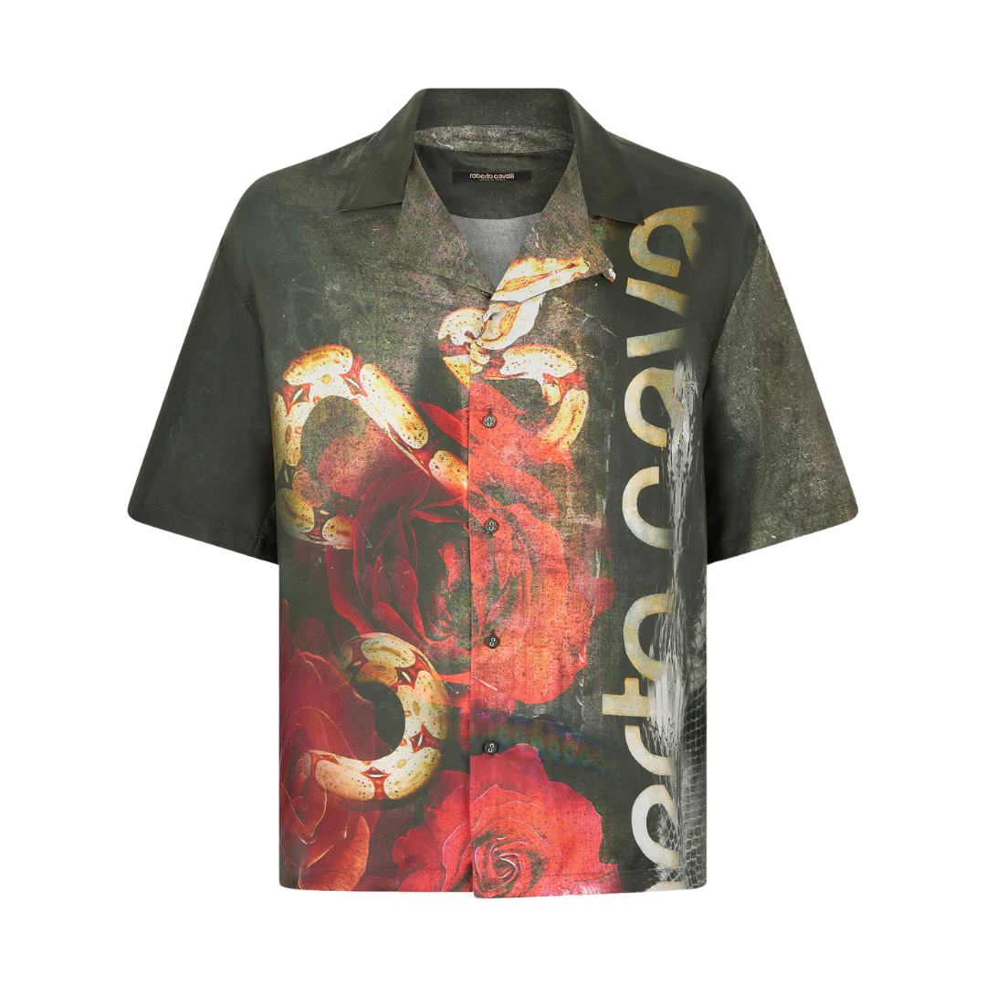 Roberto Cavalli SHIRT featuring all-over faded snake-skin and floral print available at Lestyle Boutique Melbourne