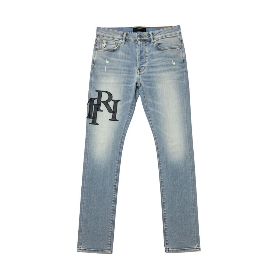 Amiri jeans featuring bold logo graphic available at Lestyle Boutique Melbourne
