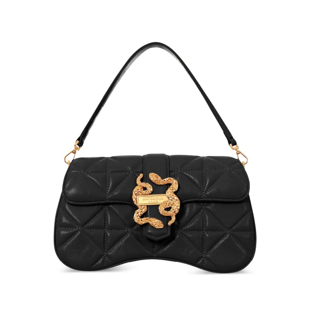 Just Cavalli quilted crossbody bag with snake-buckle clasp available at Lestyle Boutique Melbourne