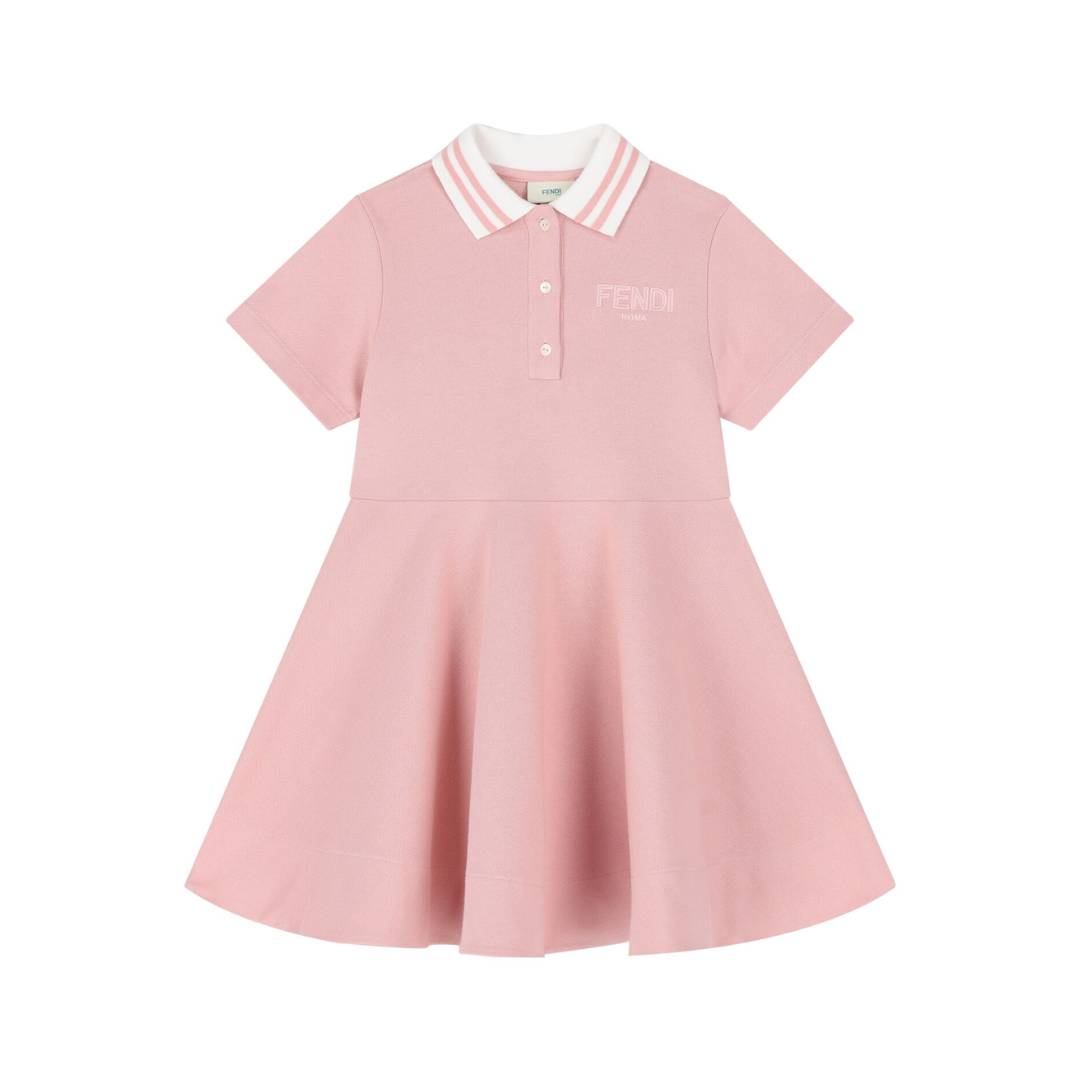 Fendi Kids dress featuring pink polo collar and embroidered chest logo available at Lestyle Boutique Melbourne