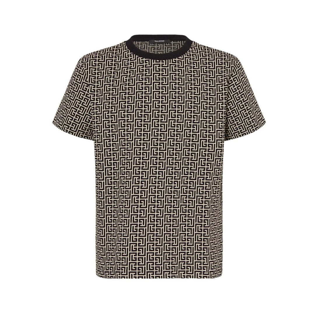 Balmain Kids Crewneck T-Shirt featuring monogram print available at Lestyle Boutique Melbourne