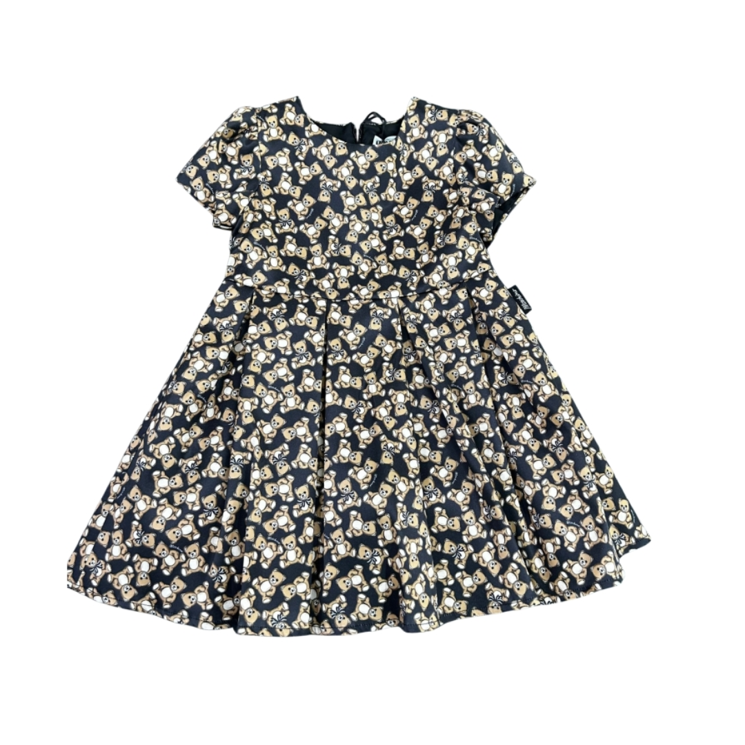 Moschino infant dress in black with teddy logo all over, available at Lestyle Boutique Melbourne