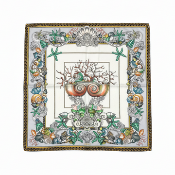 Versace silk scarf featuring ornate baroque sea motif available at Lestyle Boutique Melbourne
