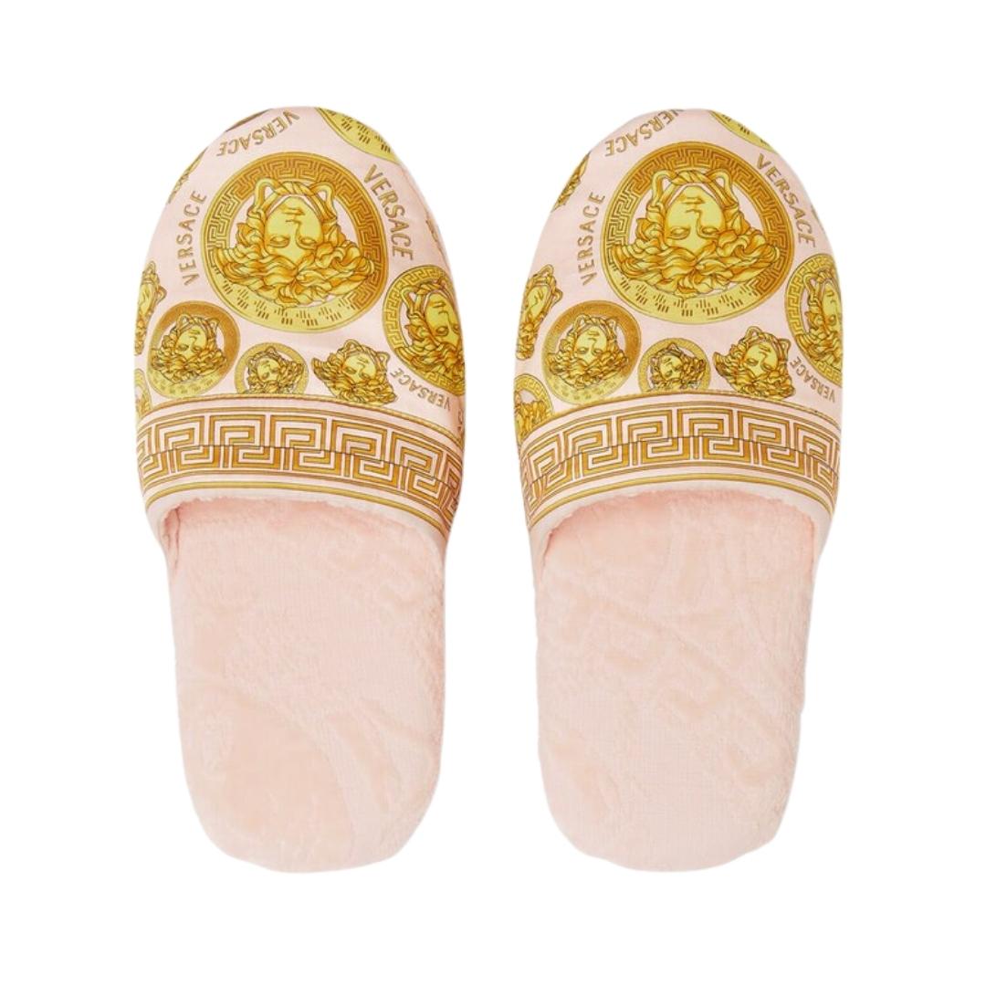 Versace Printed Slides featuring pink pineapple print available at Lestyle Boutique Melbourne