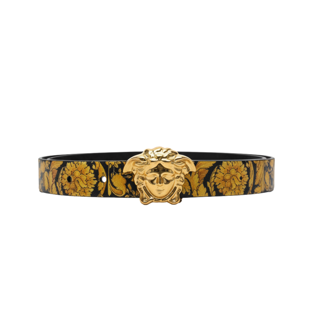 VERSACE BELT featuring gold Medusa buckle available at Lestyle Boutique Melbourne