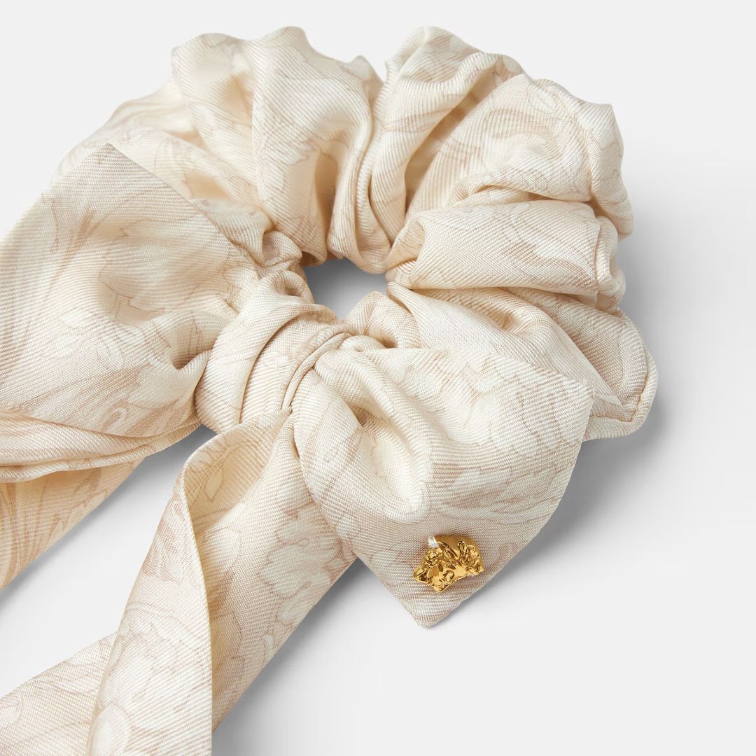 VERSACE scarf tie scrunchie featuring Barocco print available at Lestyle Boutique Melbourne