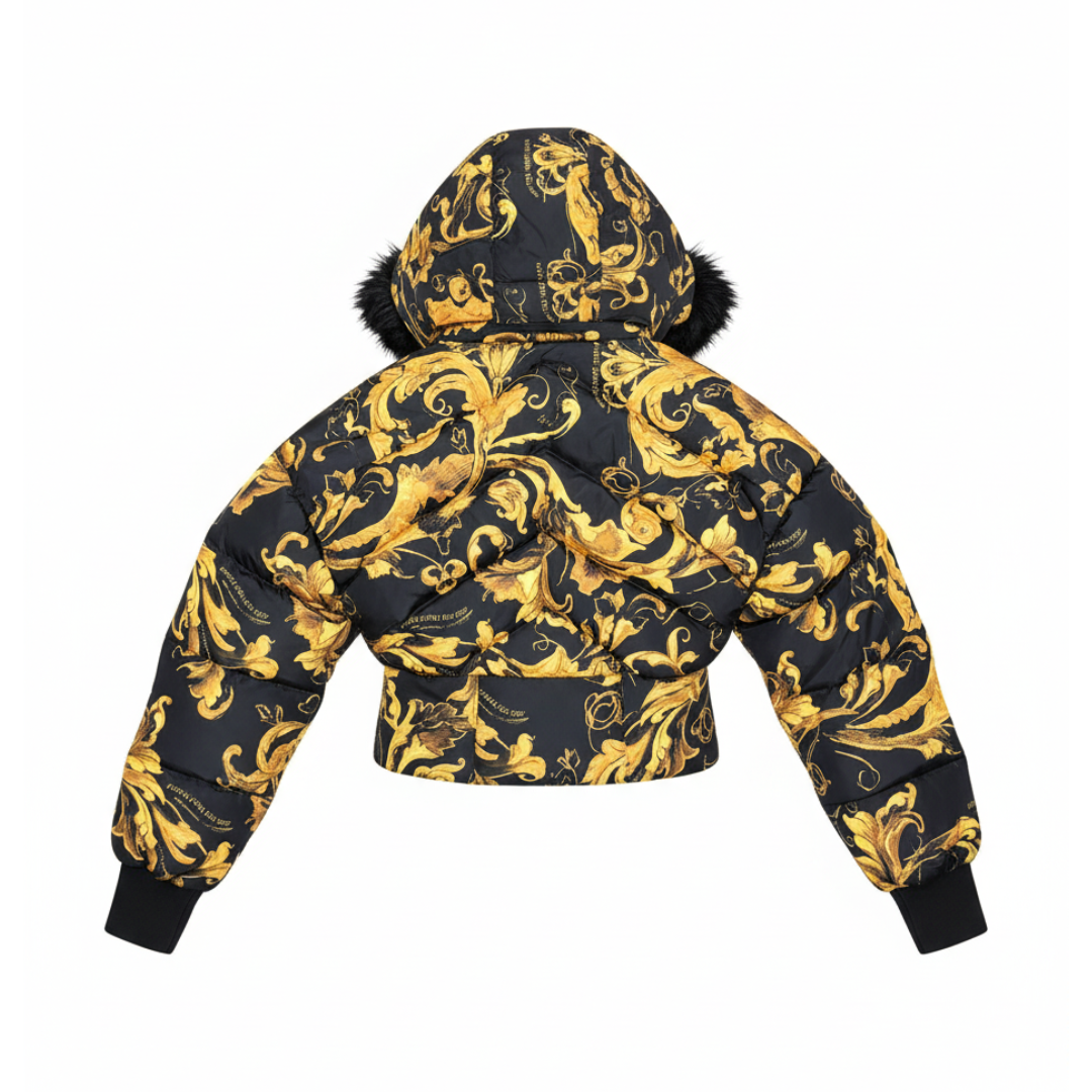 VERSACE JEANS COUTURE JACKET featuring gold baroque print available at Lestyle Boutique Melbourne