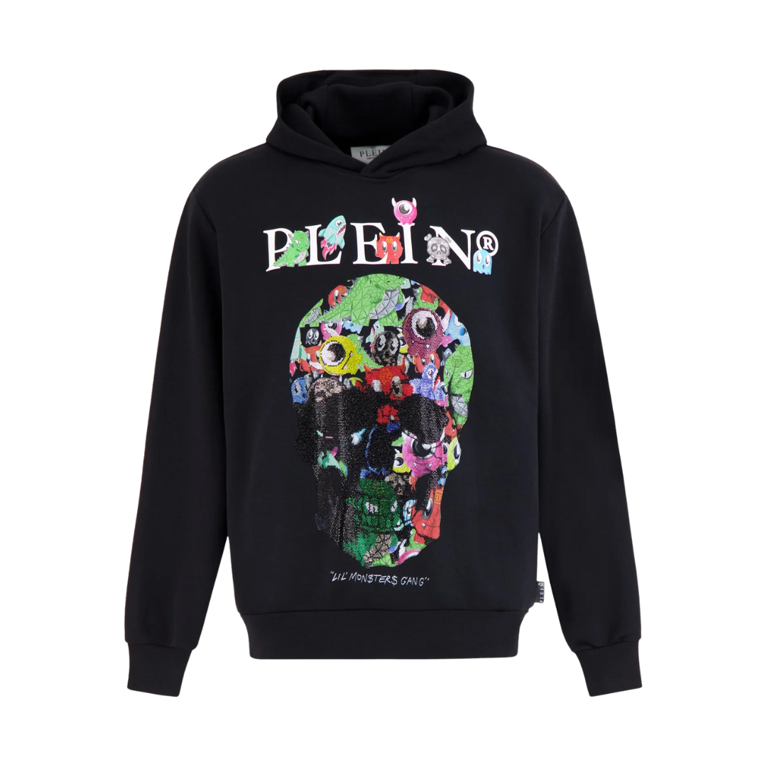PHILIPP PLEIN HOODIE featuring Lil' Monster Gang rhinestone-print available at Lestyle Boutique Melbourne