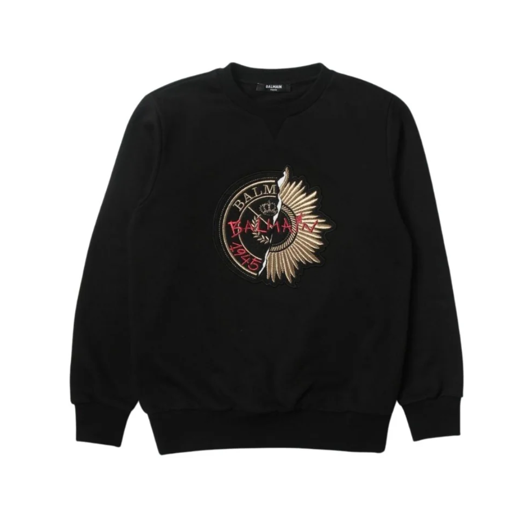 Balmain Kids Sweatshirt featuring embroidered patch available at Lestyle Boutique Melbourne