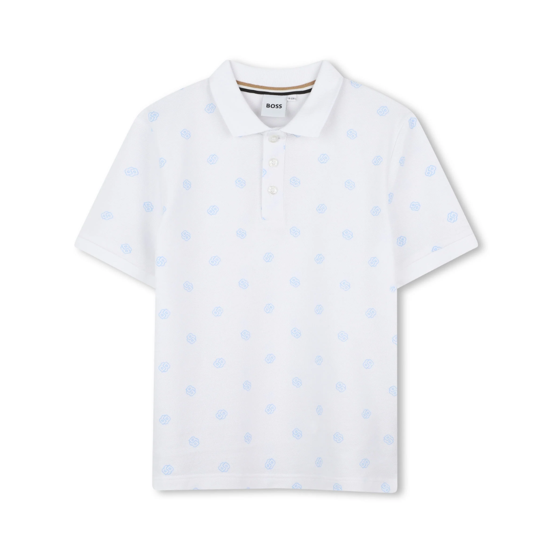 BOSS POLO SHIRT featuring all-over logo pattern available at Lestyle Boutique Melbourne