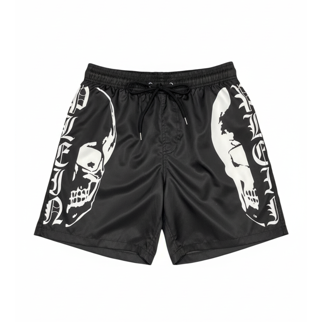 PHILIPP PLEIN SHORTS featuring skull graphic available at Lestyle Boutique Melbourne