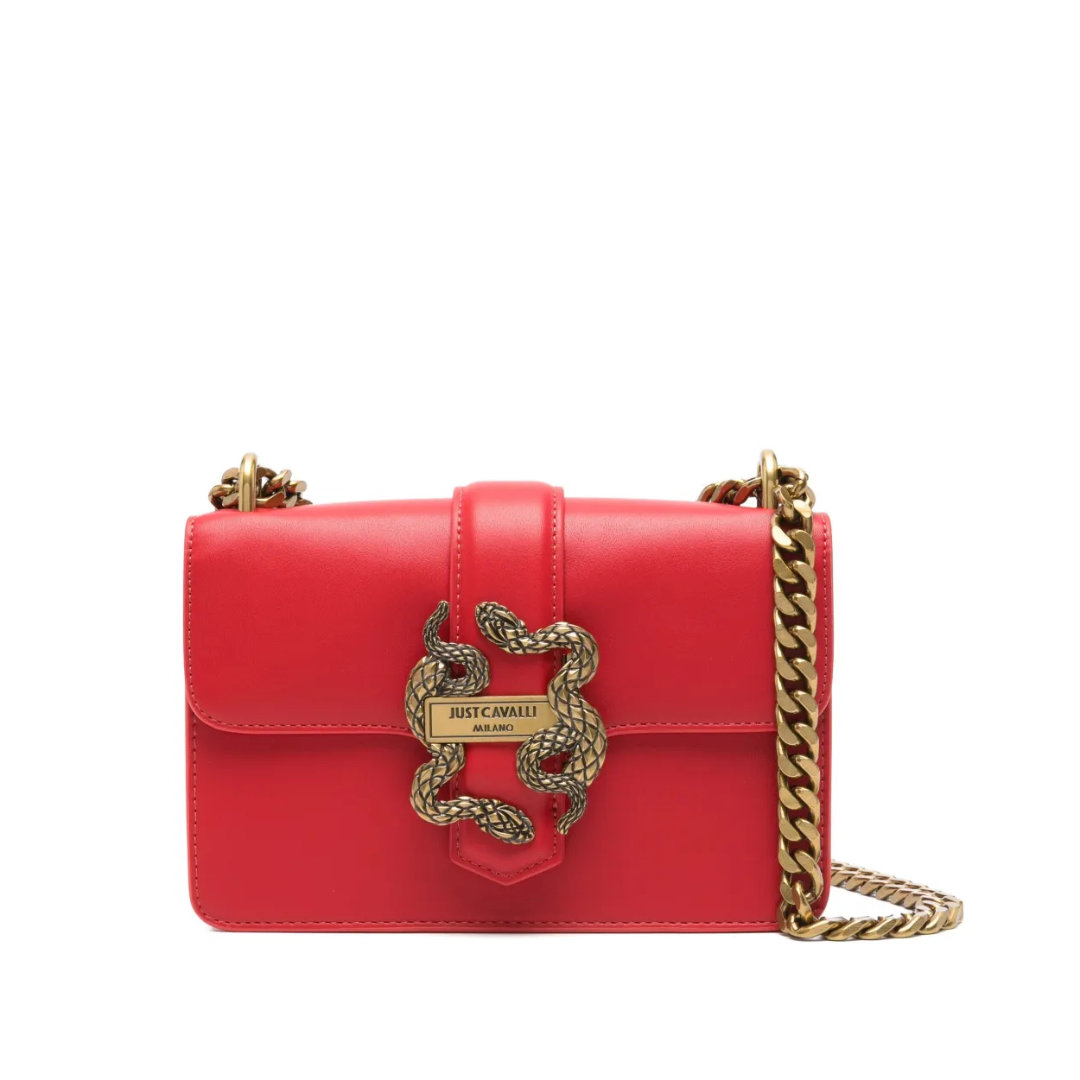 Just Cavalli snake-buckle shoulder bag featuring chain strap available at Lestyle Boutique Melbourne